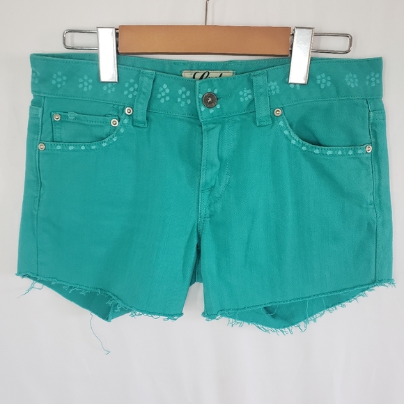 Lucky Brand stamped cut off jean shorts teal? 4 - Picture 1 of 9